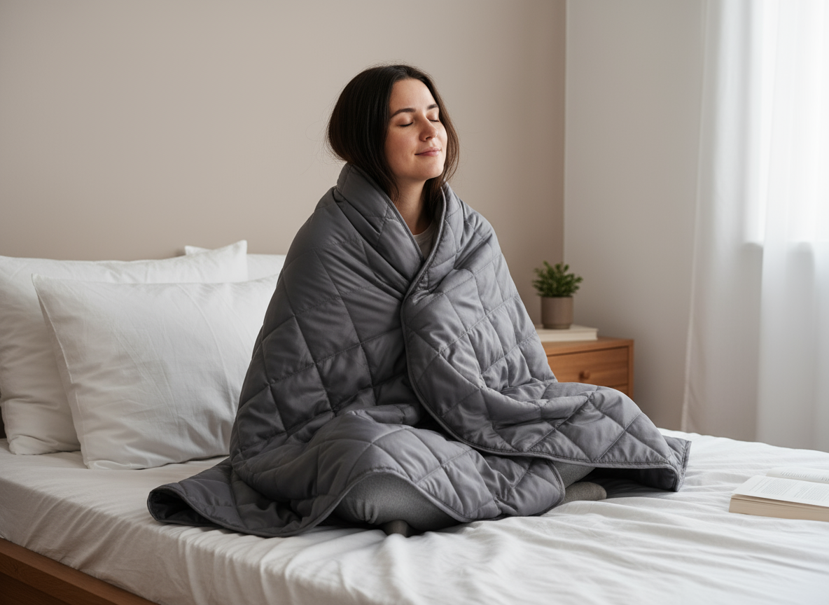 Woman with Weighted Blanket - Alternative Pose